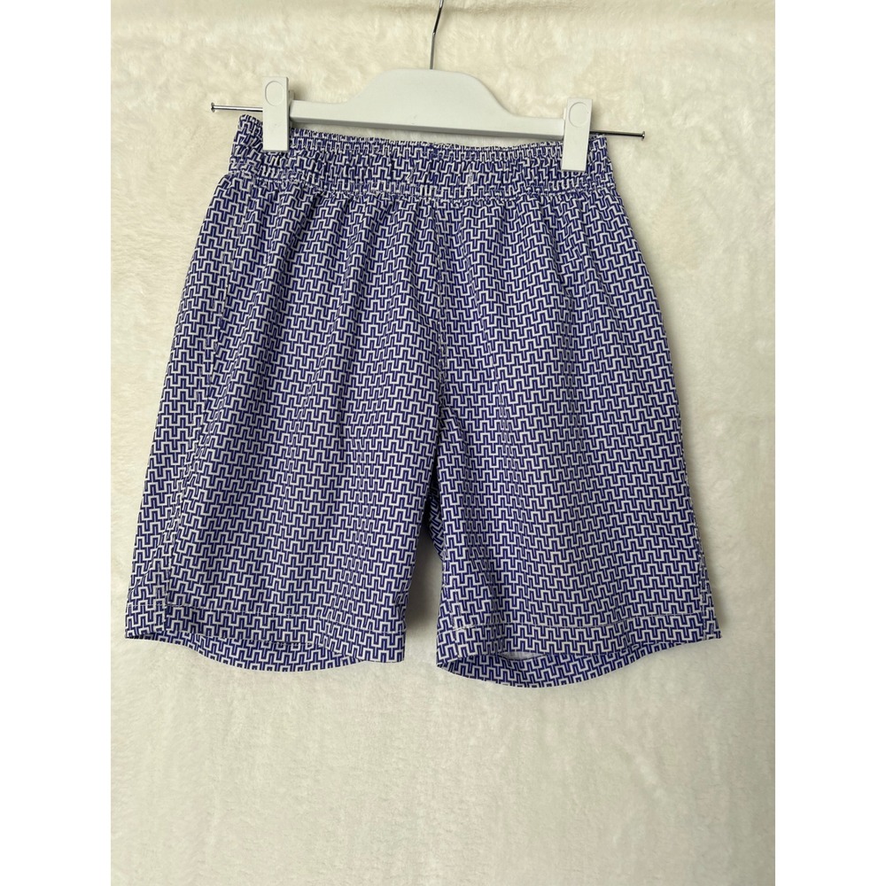 Boys Blue Geometric Labyrinth Print Swim Trunks‎ Mesh Lined Shorts